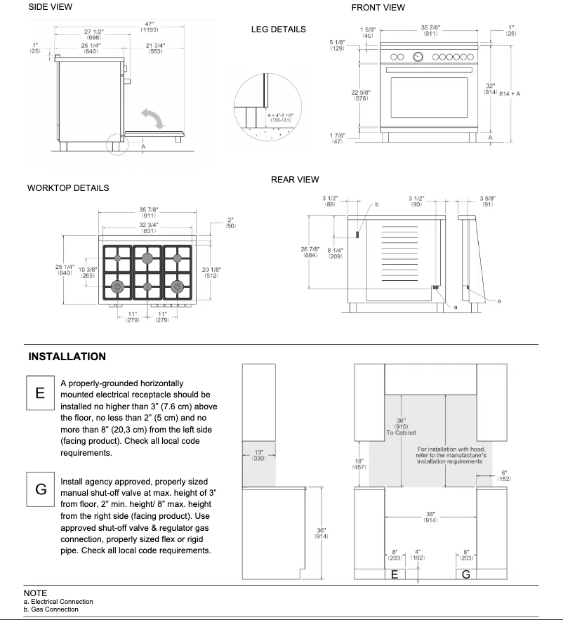 Página 1 del manual Guía de instalación Bertazzoni PRO366BCFEPROT