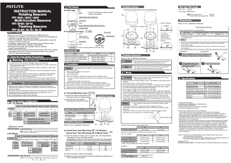 Page n°1 - Manuel utilisateur PATLITE SKH-M2J-Y