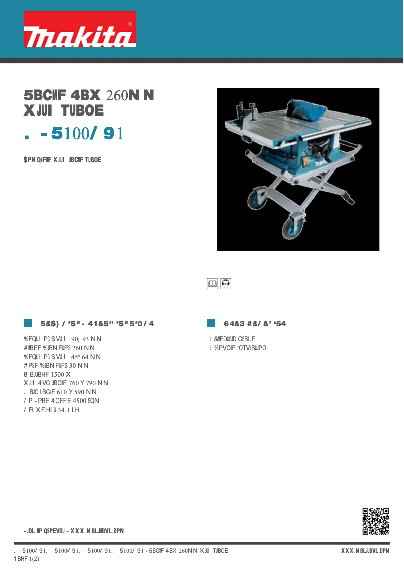 Page n°1 - Fiche technique Makita MLT100NX1