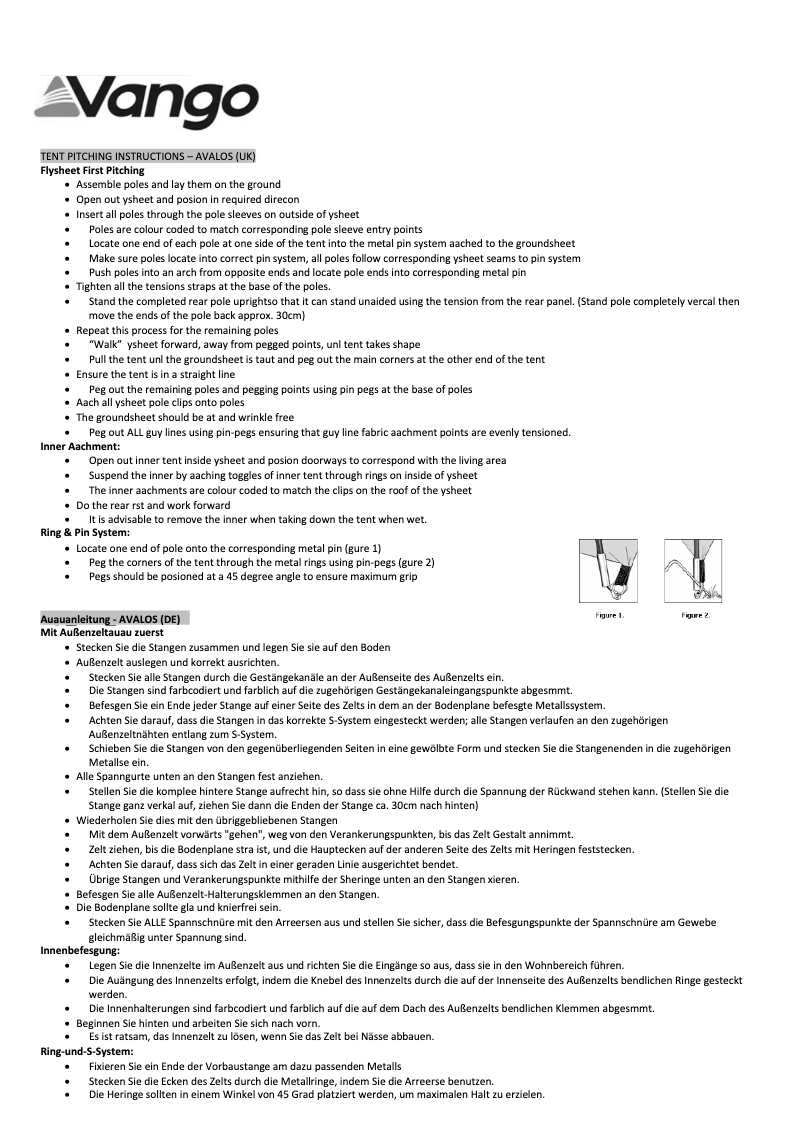 Imagen de la primera página del manual del dispositivo Avalos 600XL