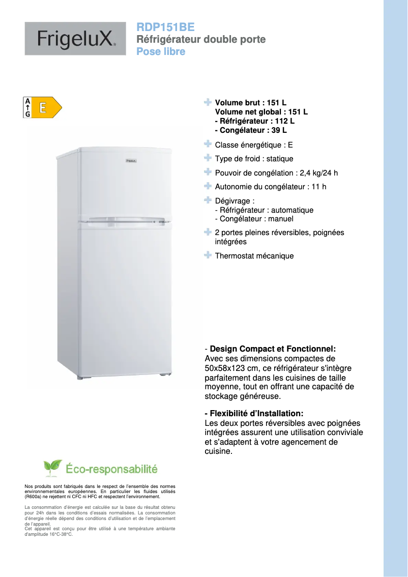 Image de la première page du manuel de l'appareil RDP151BE