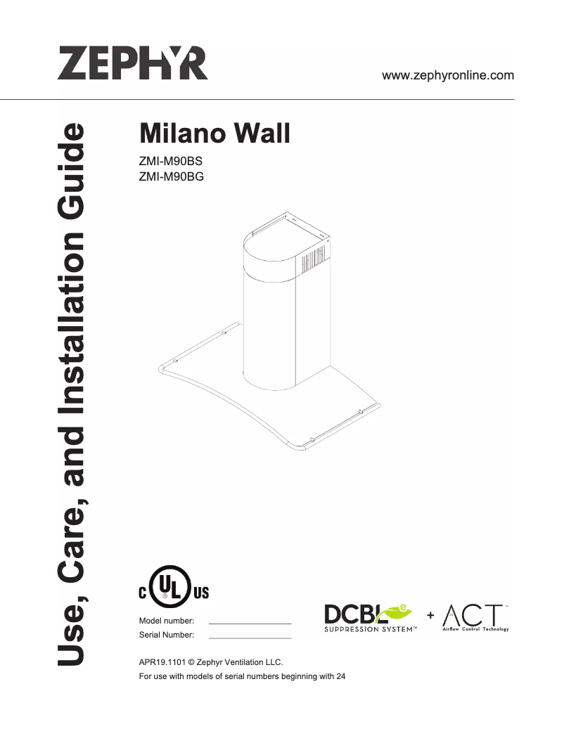 Image de la première page du manuel de l'appareil Milano Wall ZMI-M90BG