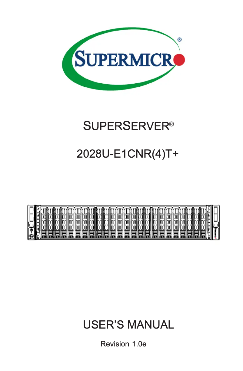 Page 1 of the manual User Manual Supermicro SuperServer 2028U-E1CNR4T+