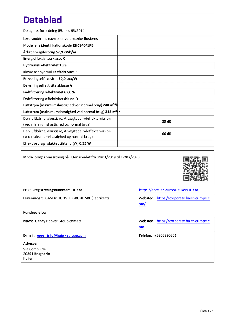 Image de la première page du manuel de l'appareil RHC940/1RB
