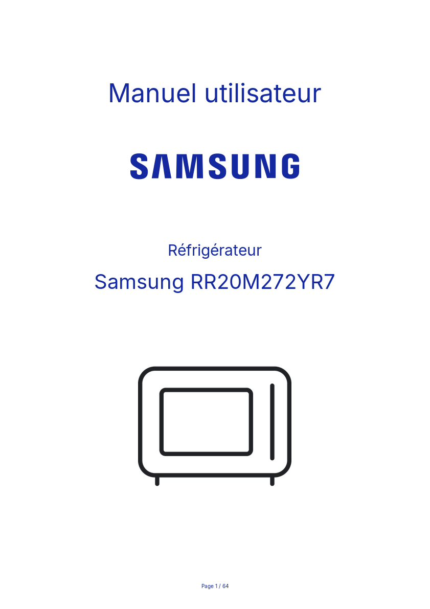 Page n°1 - Manuel utilisateur Samsung RR20M272YR7