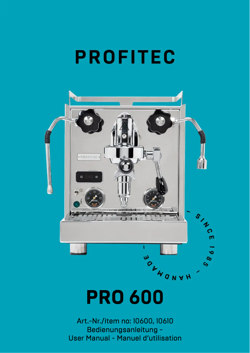 Page 1 de la notice Manuel utilisateur Profitec Pro 600