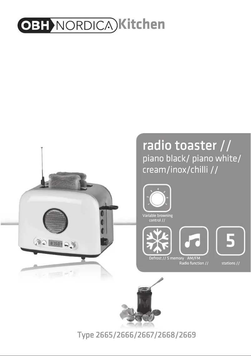 Page 1 of the manual User Manual OBH Nordica Radio Toaster