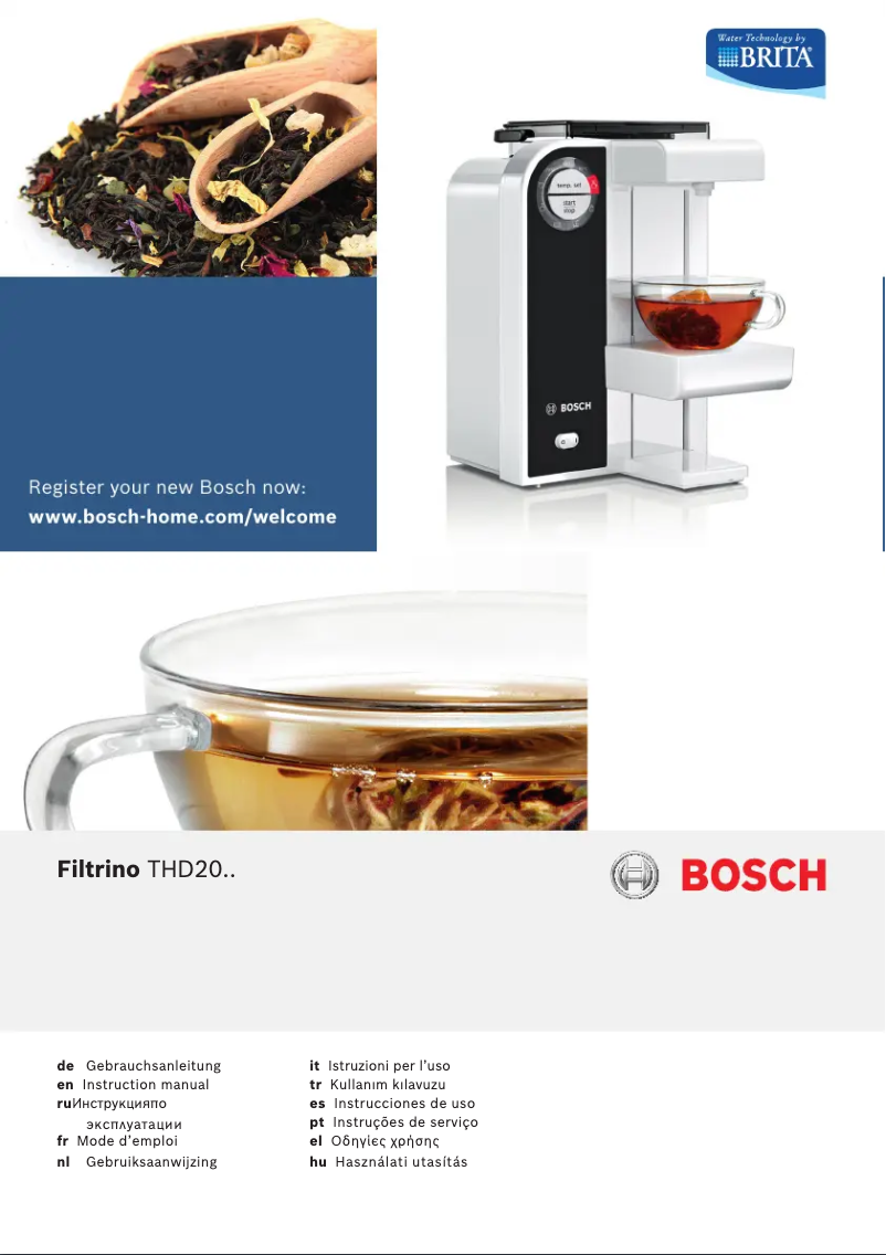 Page 1 de la notice Manuel utilisateur Bosch Filtrino FastCup THD2026
