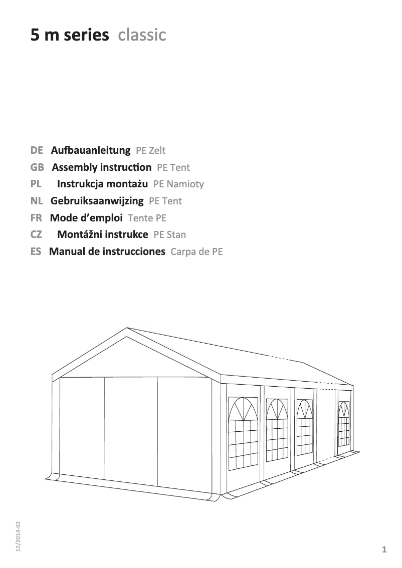 Page n°1 - Manuel utilisateur Profizelt24 5 m series classic
