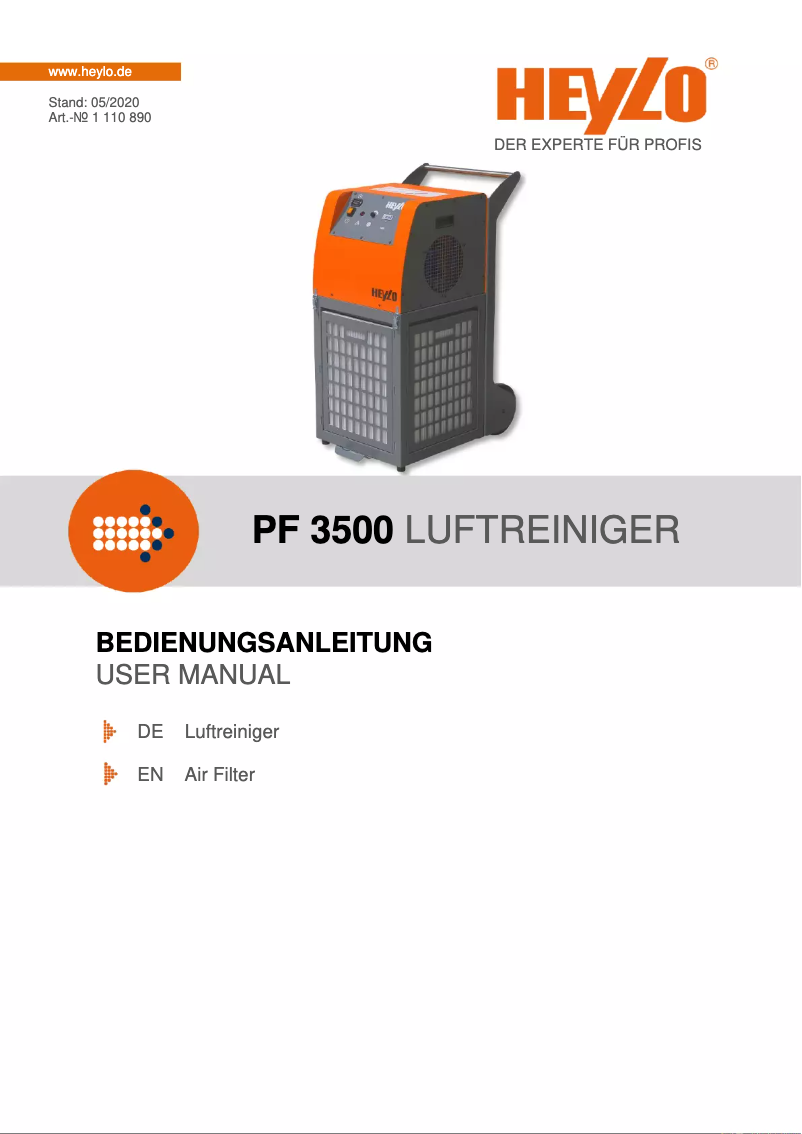 Image de la première page du manuel de l'appareil PF 3500