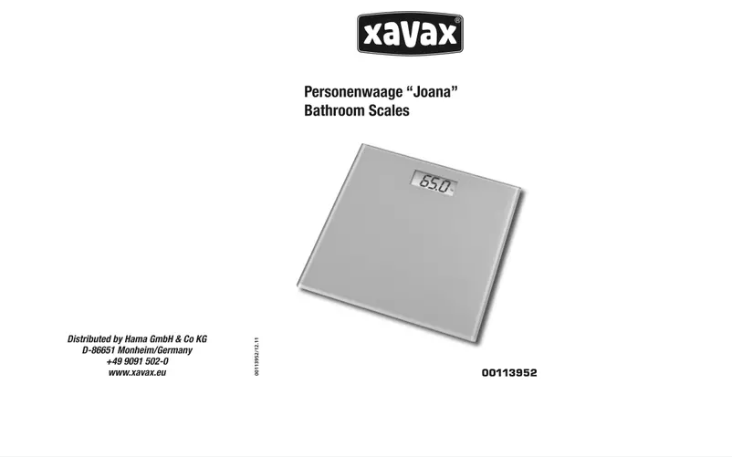 Page 1 de la notice Manuel utilisateur Xavax Joana