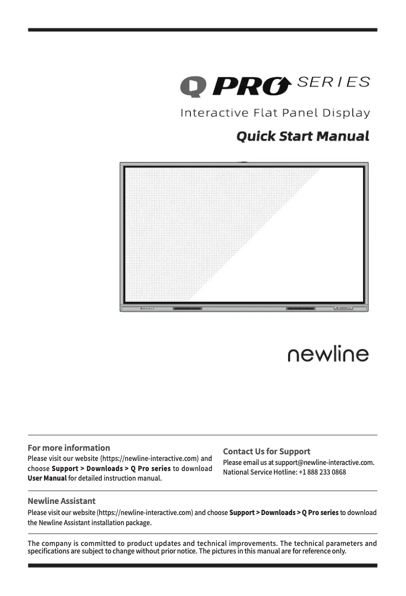 Page 1 de la notice Manuel utilisateur Newline TT-9824QPRO