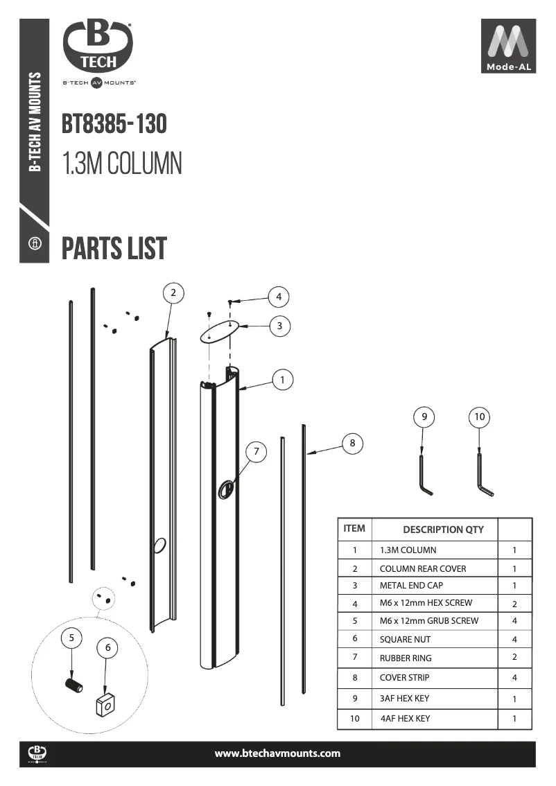 Page 1 de la notice Manuel utilisateur B-Tech BT8385-130
