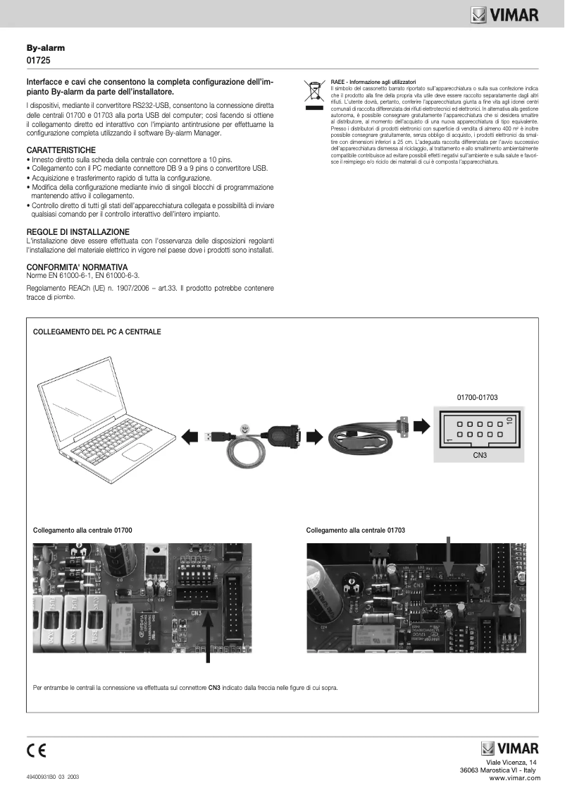 Page n°1 - Manuel utilisateur Vimar 01725