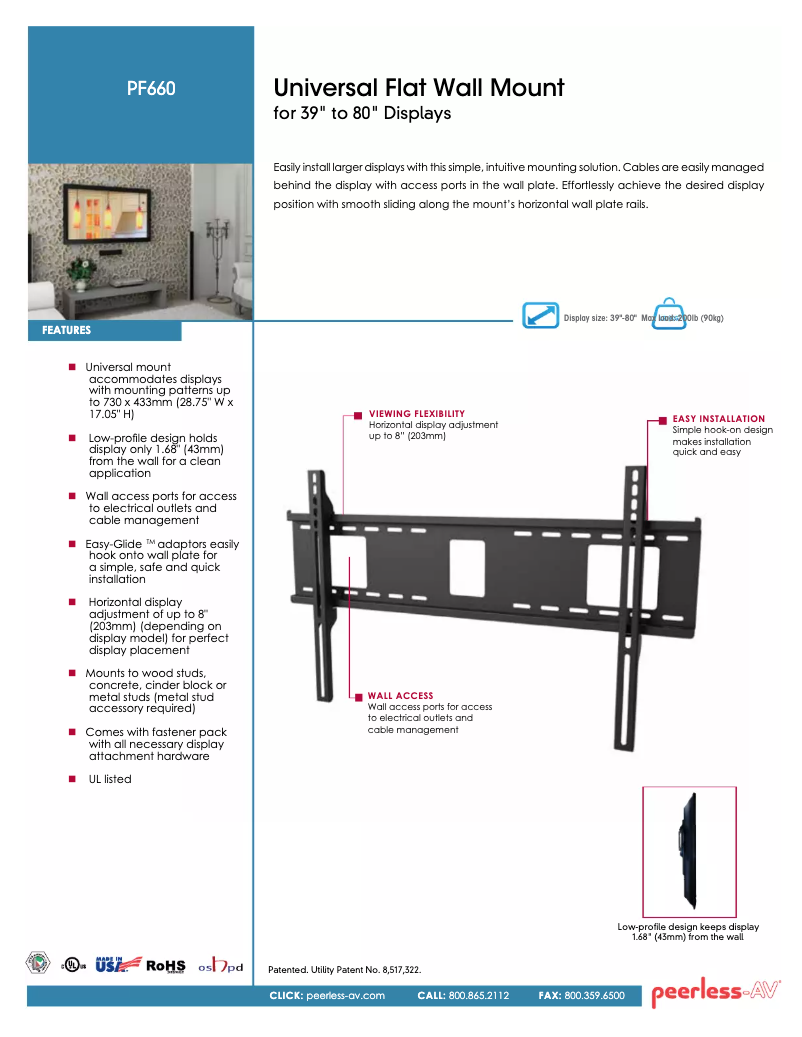 Page 1 de la notice Manuel utilisateur Peerless-AV PF660
