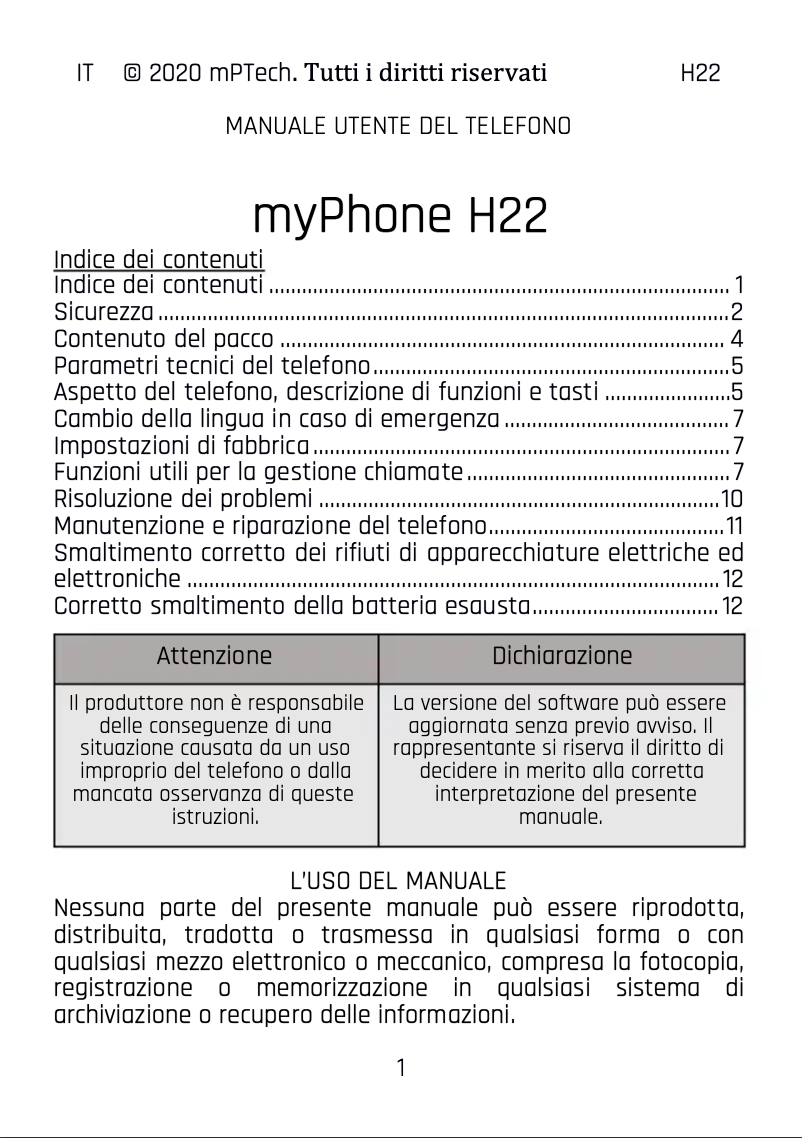 Page 1 de la notice Manuel utilisateur myPhone SOHO Line H22