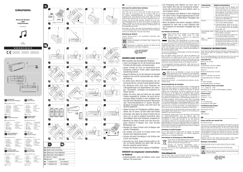 Page 1 de la notice Manuel utilisateur Grundig GBT Band Coffee
