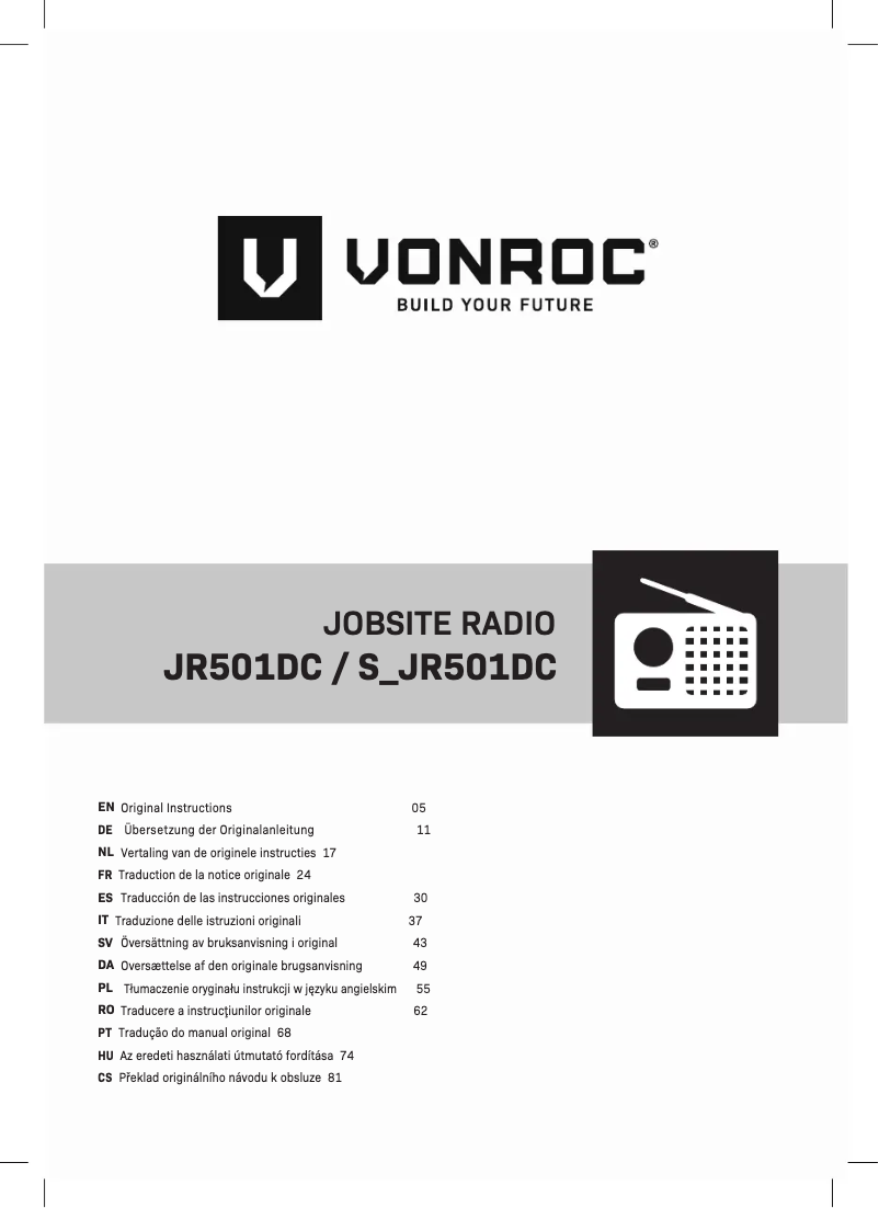 Image de la première page du manuel de l'appareil JR501DC