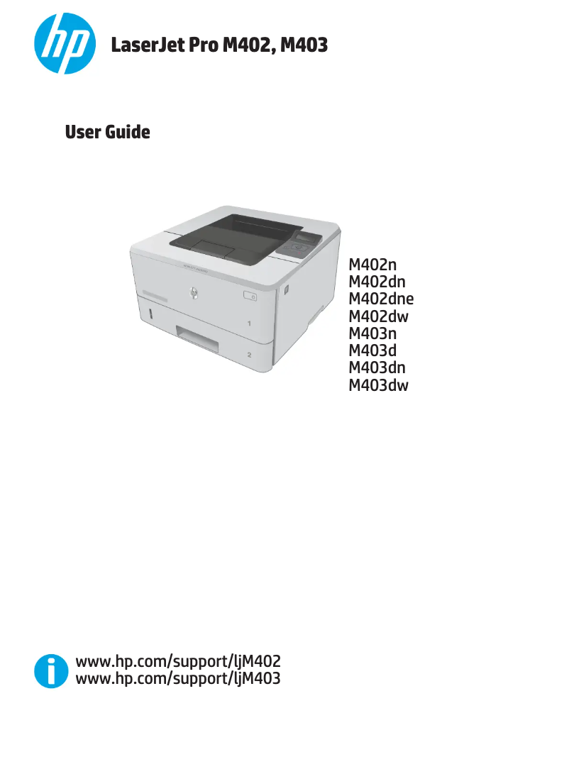 Image de la première page du manuel de l'appareil LaserJet Pro M402d