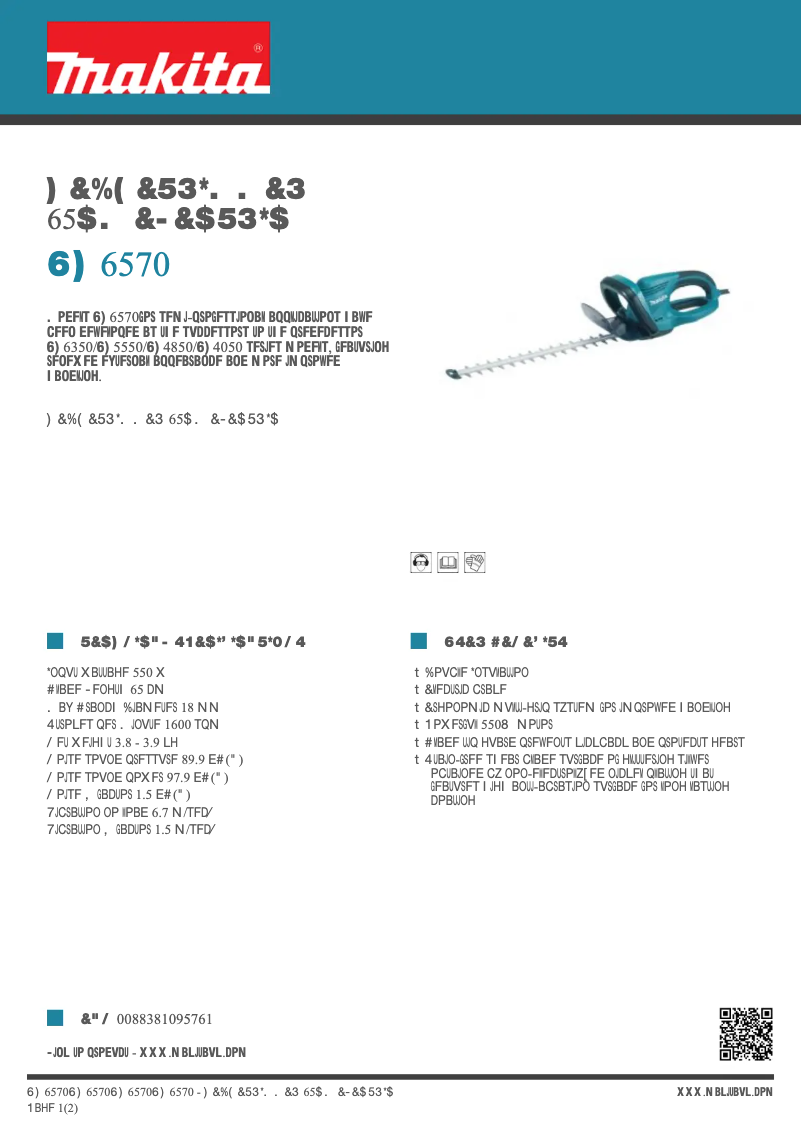 Page 1 de la notice Fiche technique Makita UH6570
