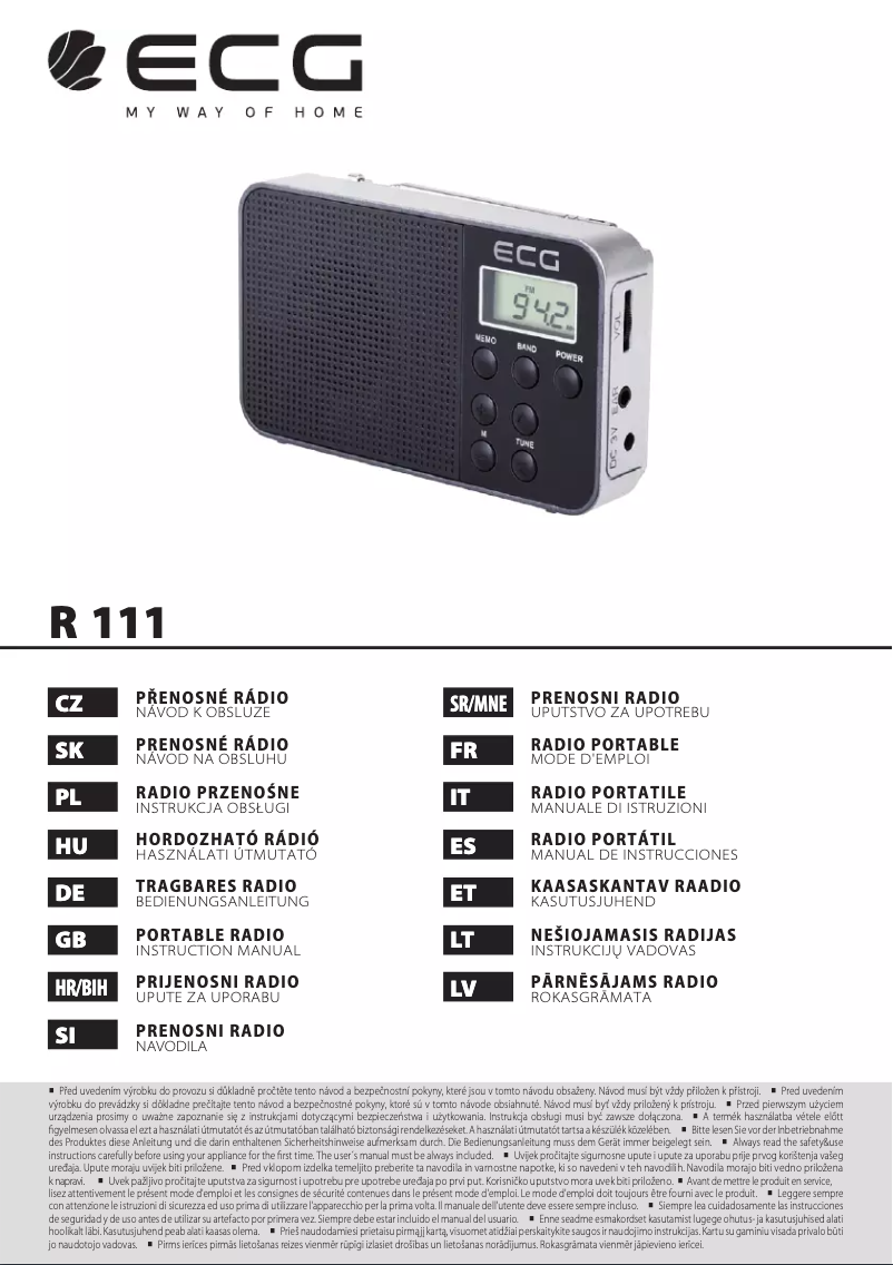Image de la première page du manuel de l'appareil R 111
