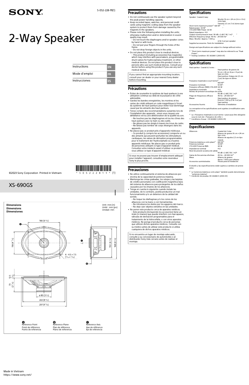 Imagen de la primera página del manual del dispositivo XS-690GS