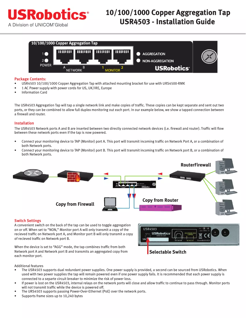Page 1 de la notice Manuel utilisateur USRobotics USR4503