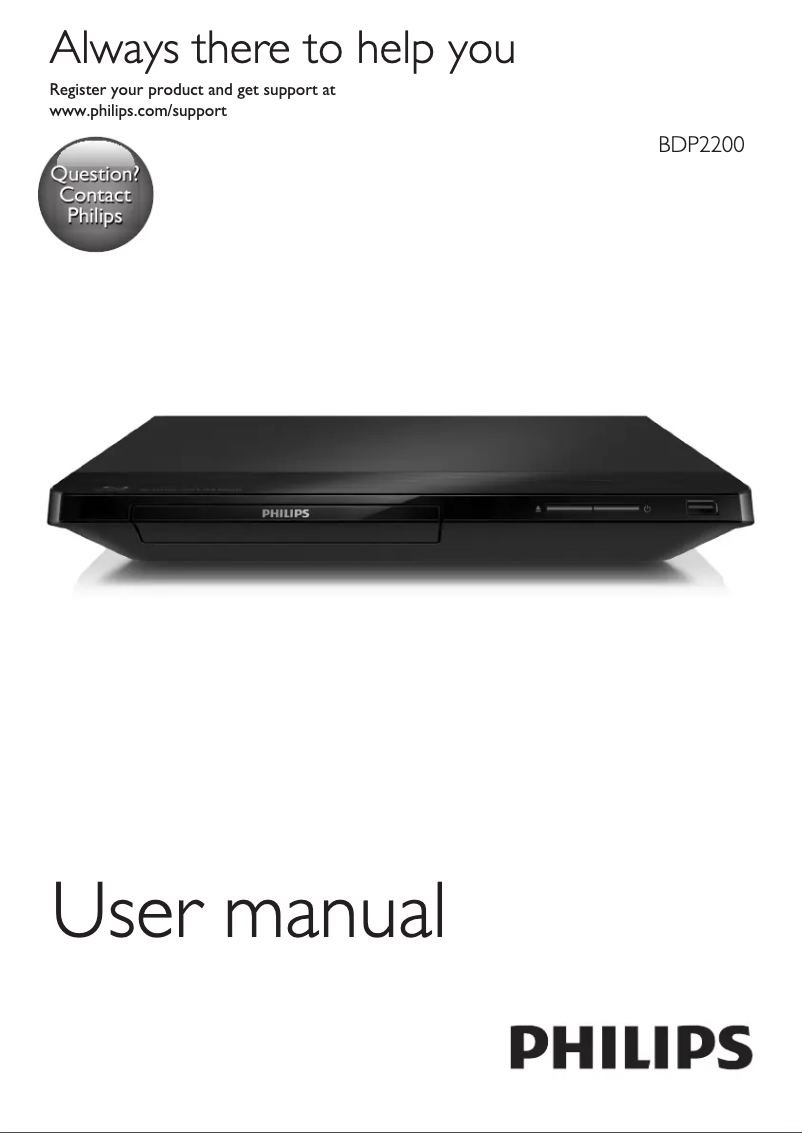 Page 1 de la notice Manuel utilisateur Philips BDP2200