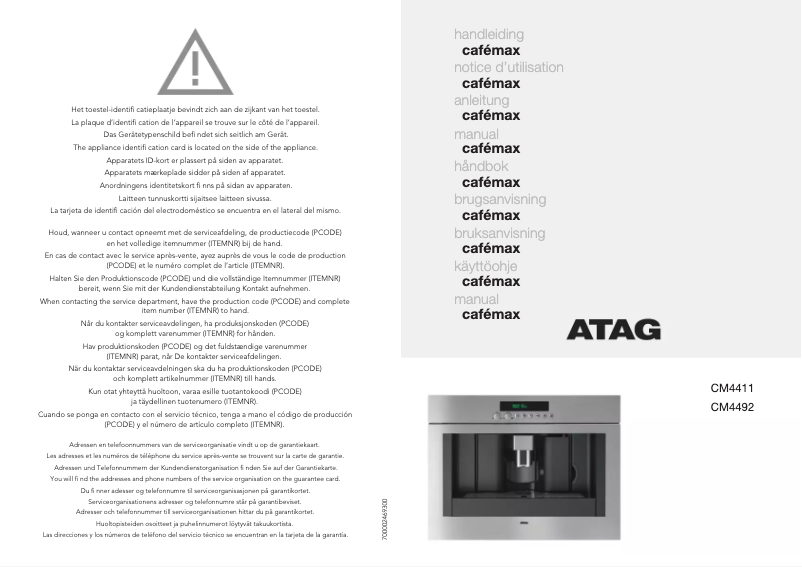 Page 1 of the manual User Manual Atag CM4411