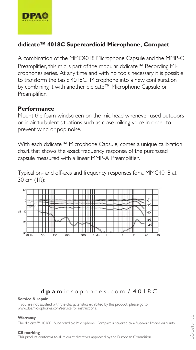 Page n°1 - Manuel utilisateur DPA d:dicate 4018C