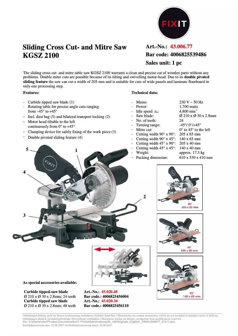 Image de la première page du manuel de l'appareil KGSZ 2100
