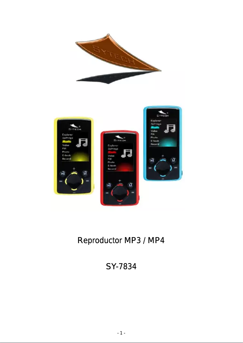 Page n°1 - Manuel utilisateur Sytech SY-7834