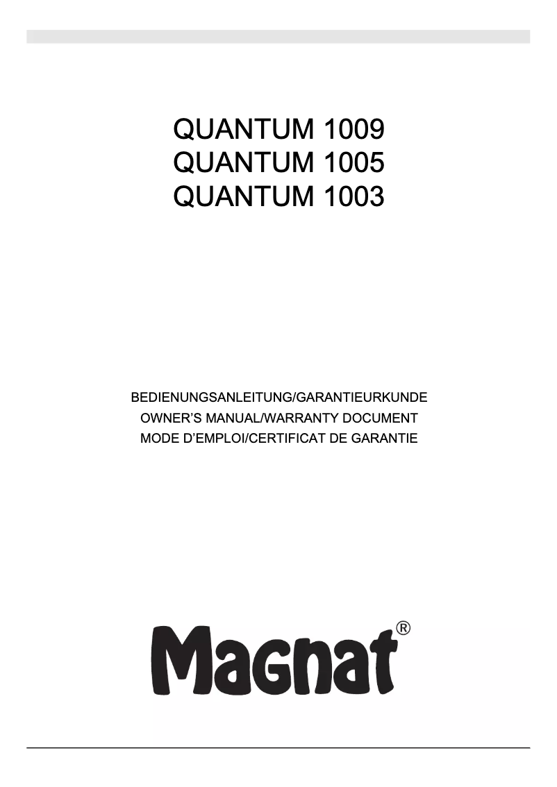 Page n°1 - Manuel utilisateur Magnat Quantum 1003