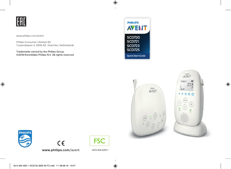 Page n°1 - Guide de démarrage rapide Philips AVENT SCD725
