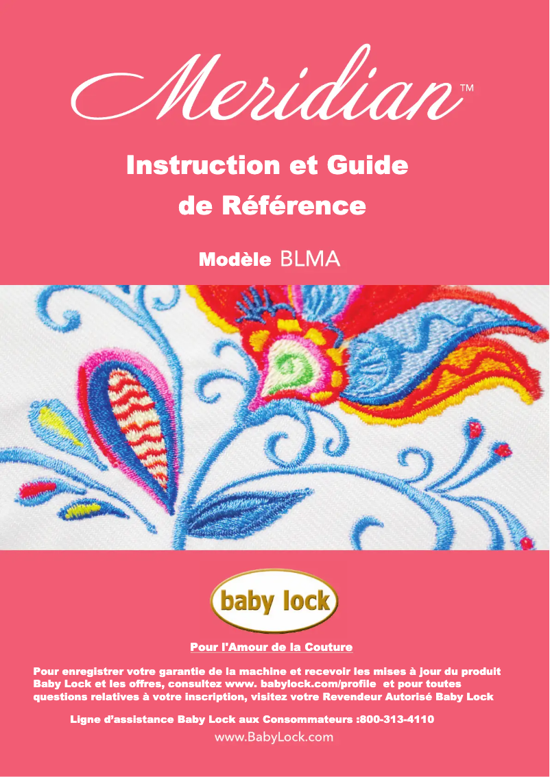 Page 1 de la notice Manuel utilisateur Baby Lock Meridian