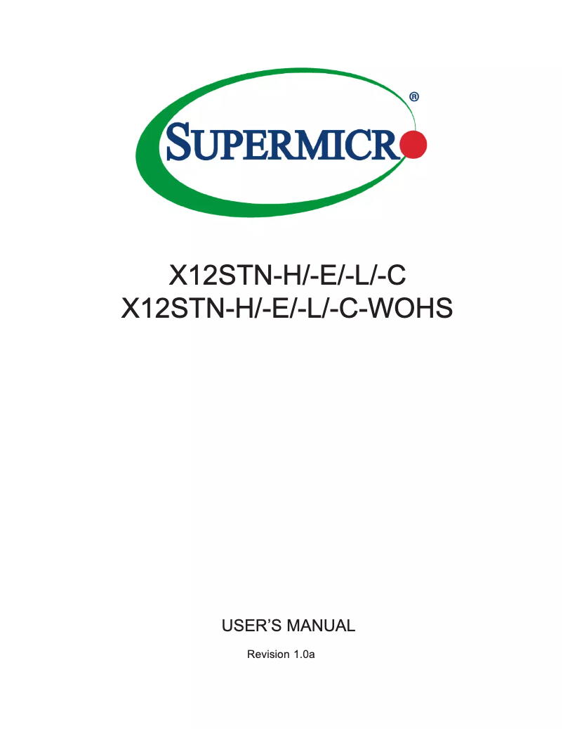 Page 1 de la notice Manuel utilisateur Supermicro X12STN-H-WOHS