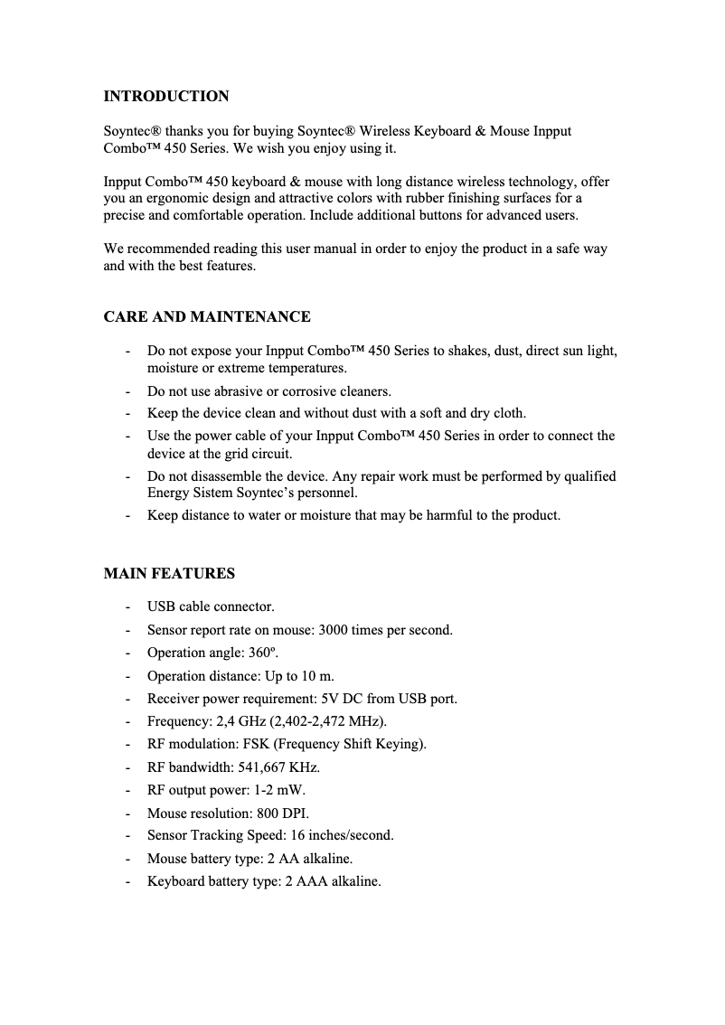 Image de la première page du manuel de l'appareil Inpput Combo 450