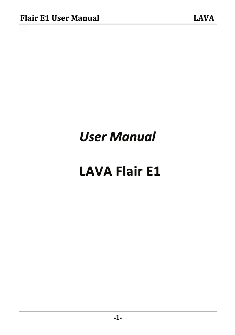Page 1 de la notice Manuel utilisateur Lava Flair E1
