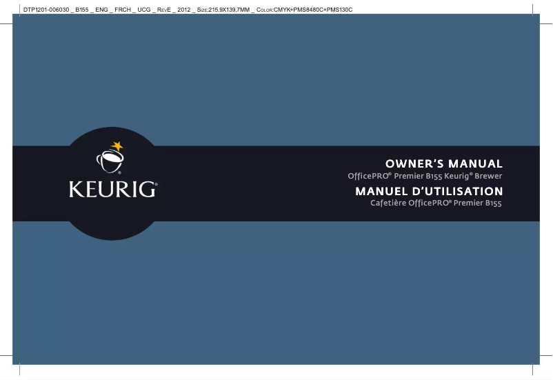 Page 1 de la notice Manuel utilisateur Keurig OfficePRO Premier B155