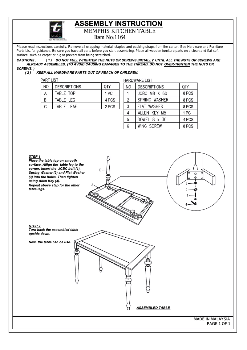 Página 1 del manual Manual de usuario Talgø Memphis
