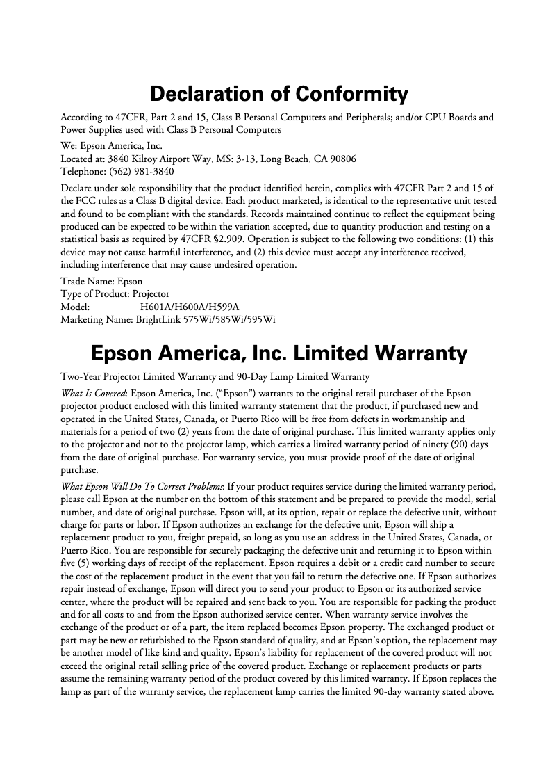 Imagen de la primera página del manual del dispositivo BrightLink 595Wi
