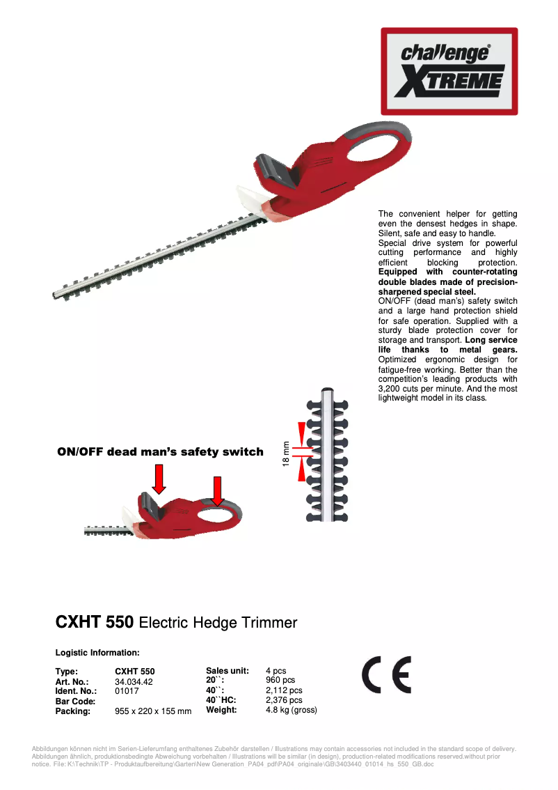 Page n°1 - Manuel utilisateur Challenge Xtreme CXHT 550