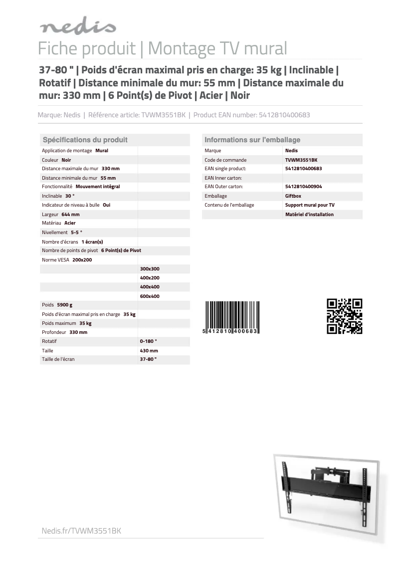 Image de la première page du manuel de l'appareil TVWM3551BK