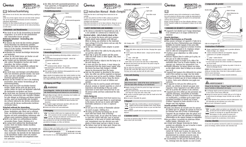 Page 1 de la notice Manuel utilisateur Genius Moskito Killer