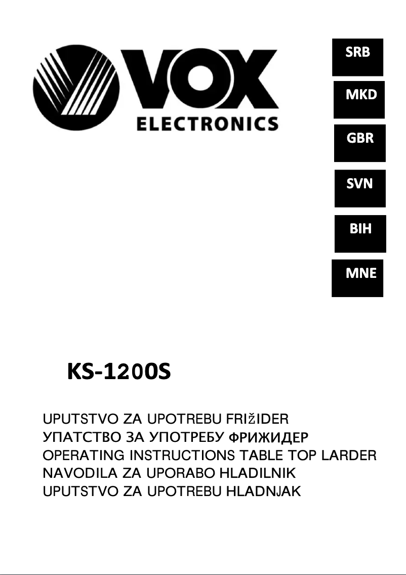Page 1 de la notice Manuel utilisateur VOX KS1200S