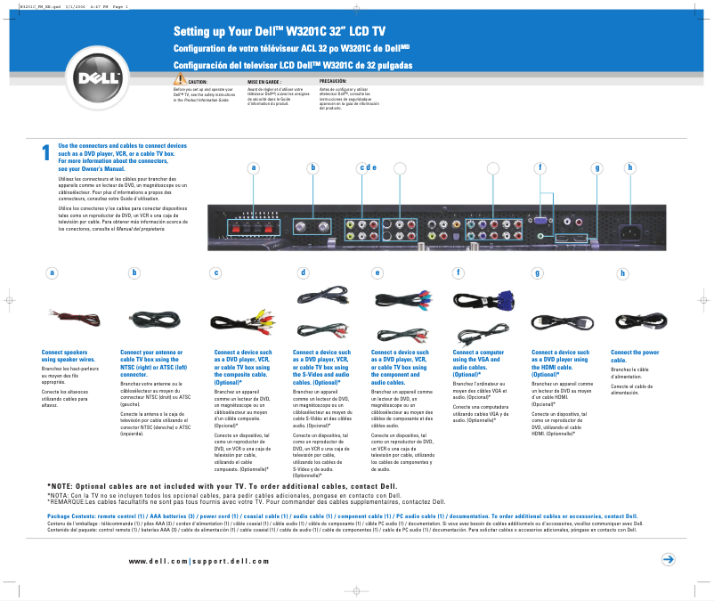Página 1 del manual Guía de instalación Dell W3201C