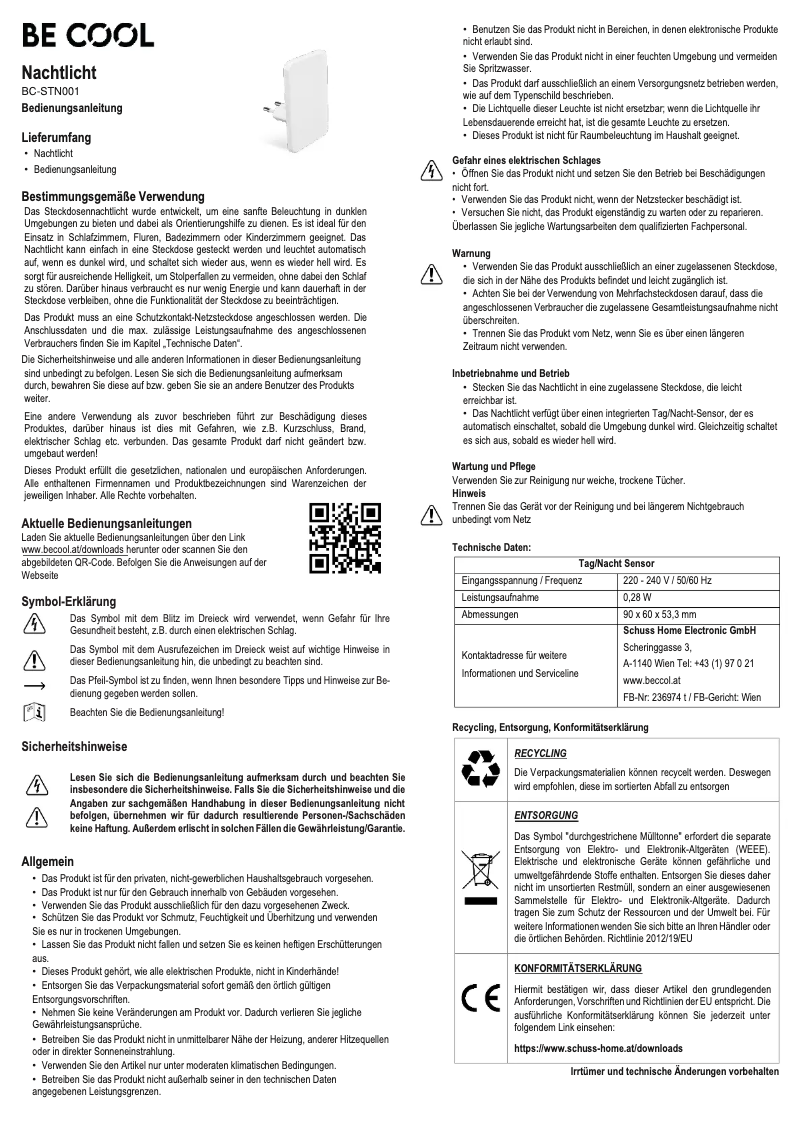 Page n°1 - Manuel utilisateur Be Cool BC-STN001