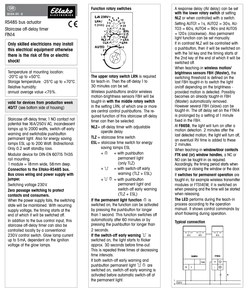 Página 1 del manual Manual de usuario Eltako FTN14