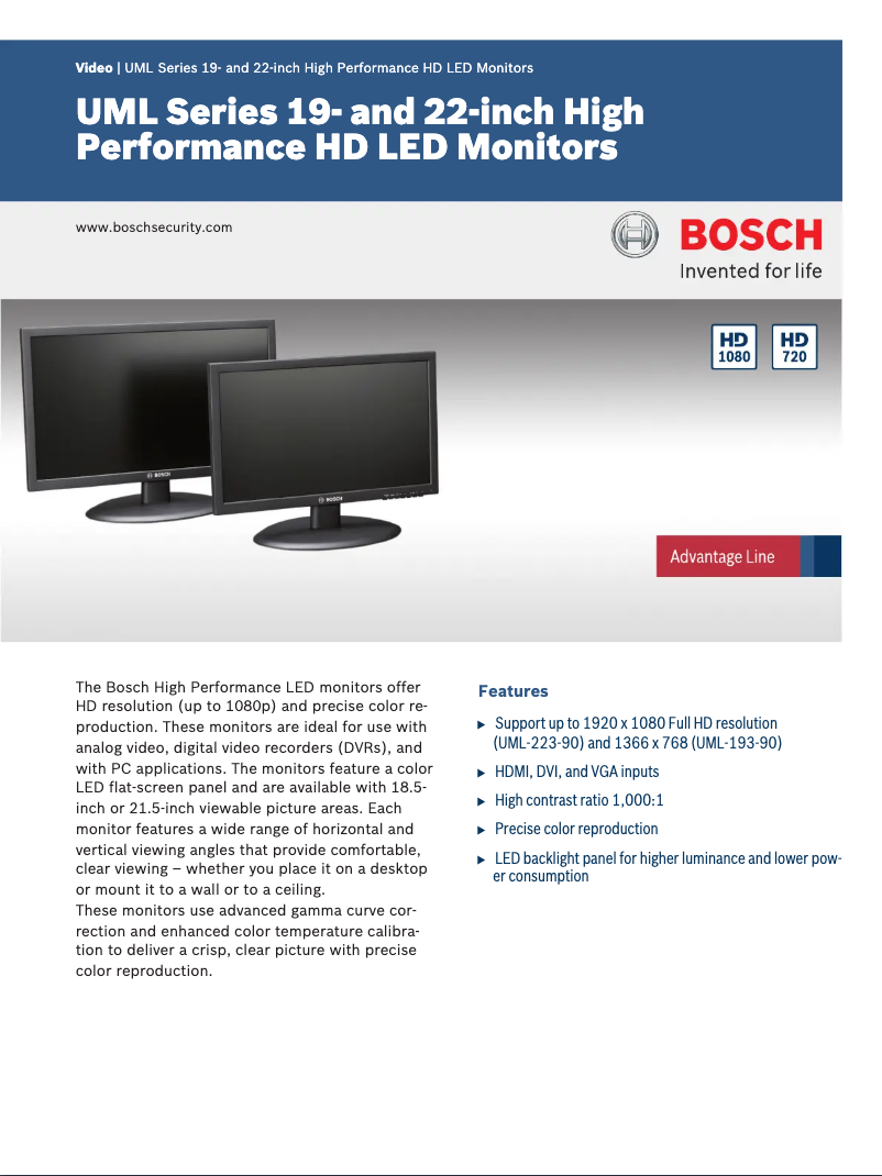 Page 1 de la notice Manuel utilisateur Bosch UML-193-90