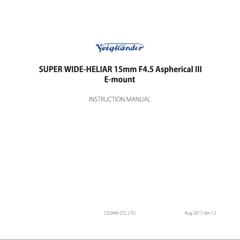 Image de la première page du manuel de l'appareil 15MM F4.5